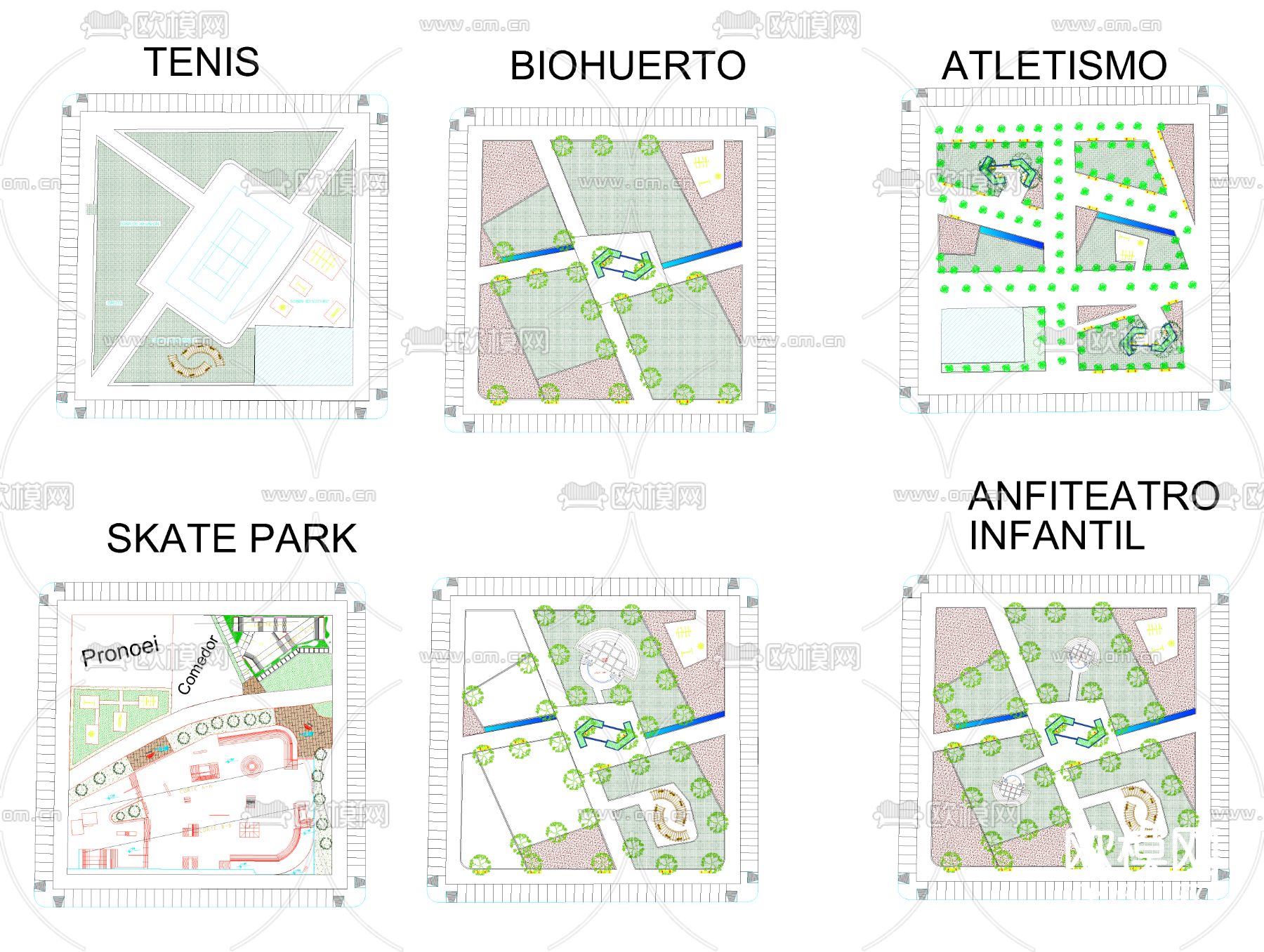 公园规划CAD施工图下载（渲染图2）