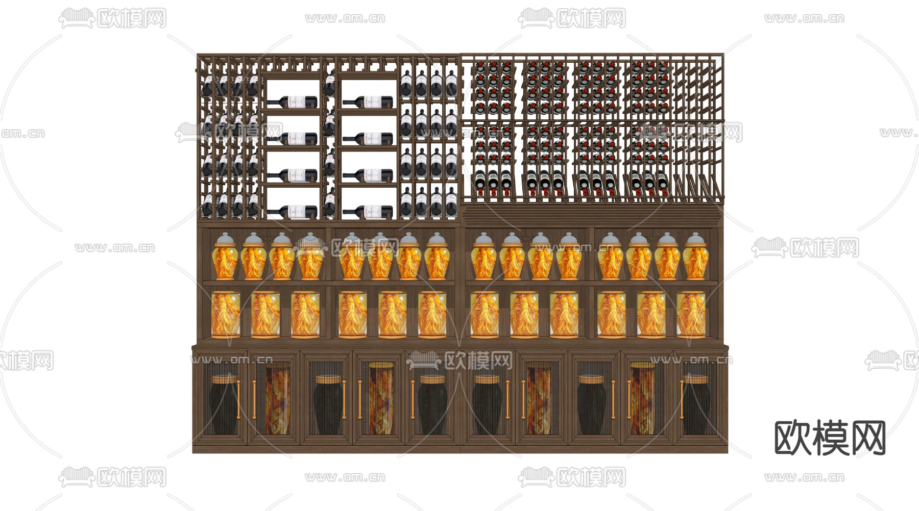 北欧开放格酒柜su模型下载（渲染图4）