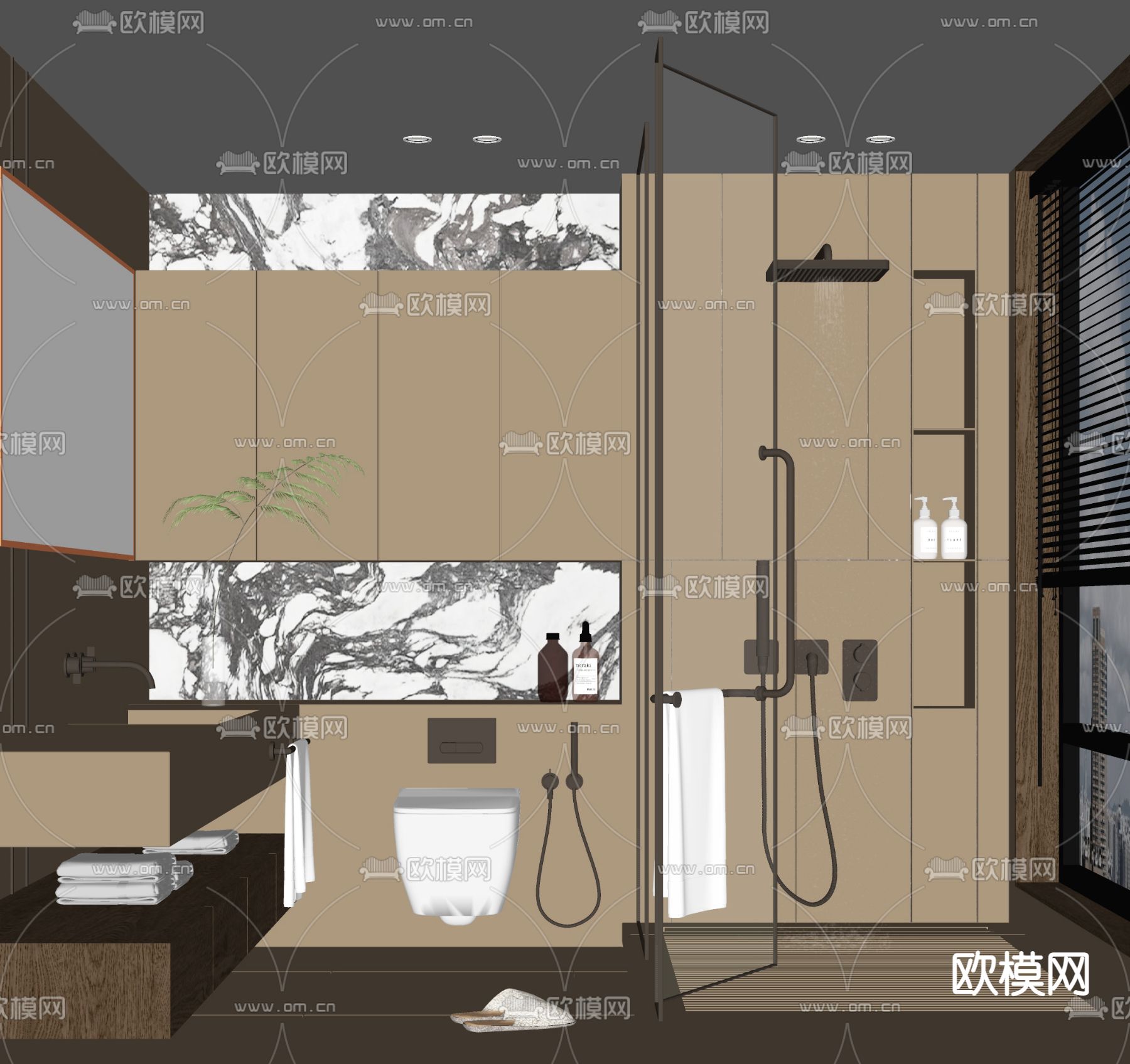 现代卫生间 浴室su模型下载（渲染图2）