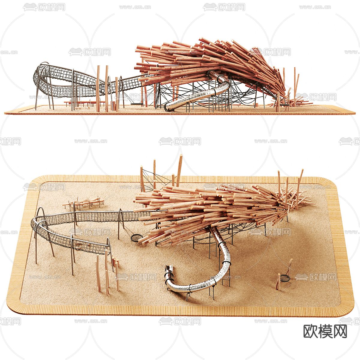 儿童游乐设施 滑梯3d模型下载（渲染图2）