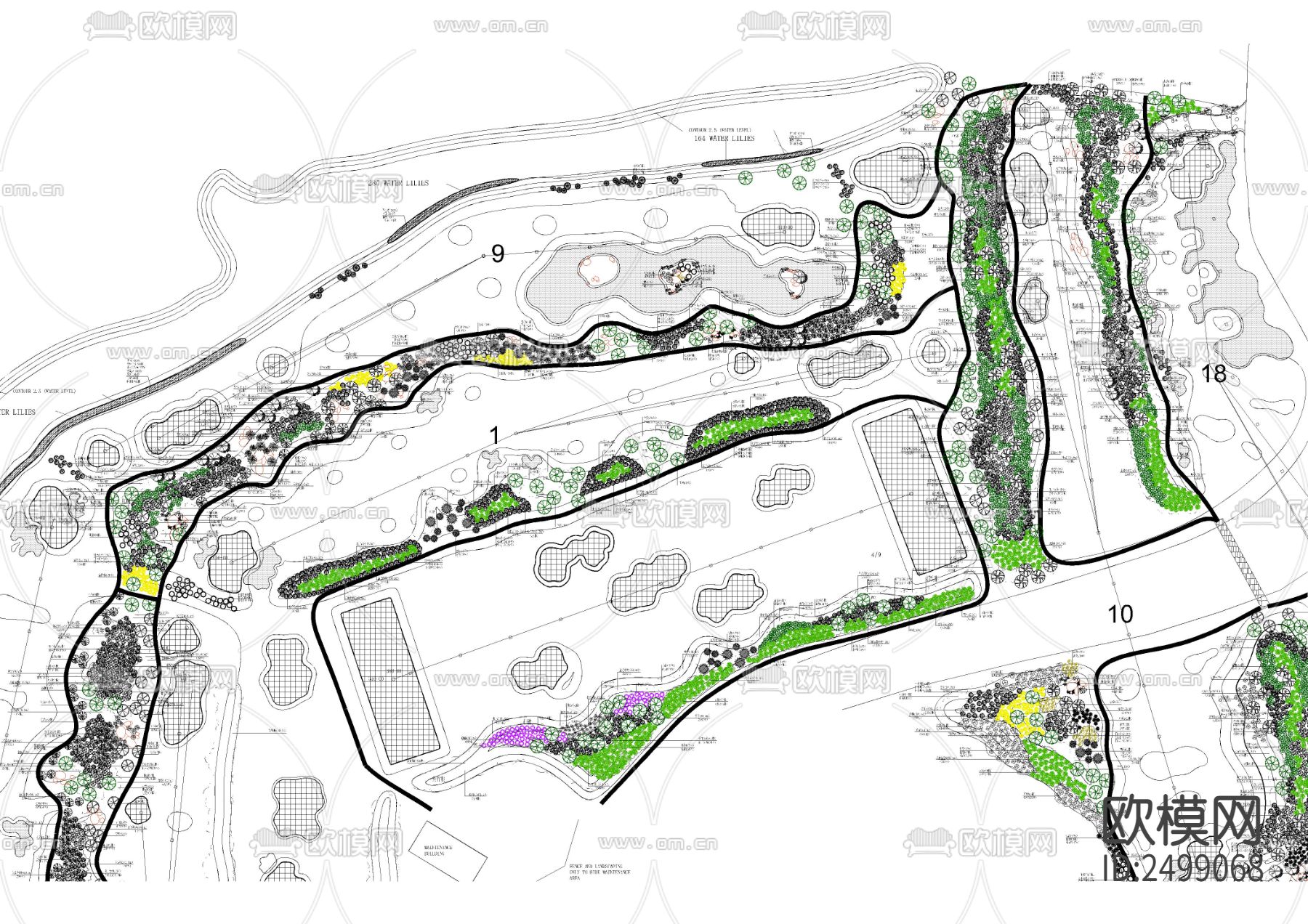 高尔夫球场CAD施工图下载（渲染图4）