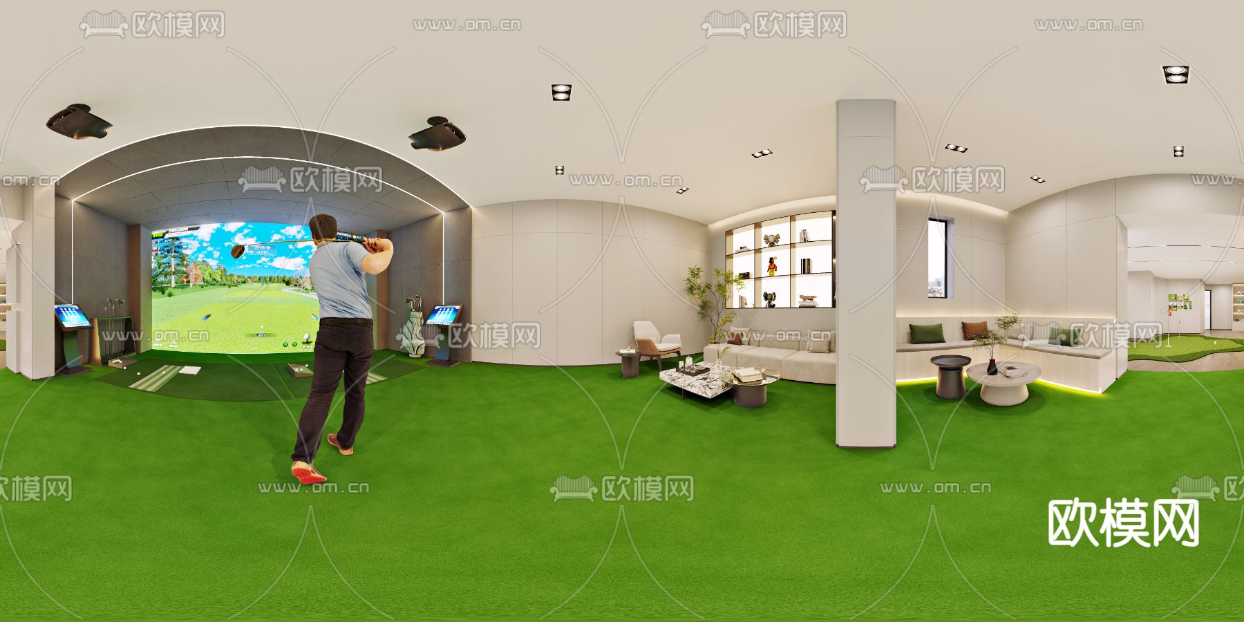 室内高尔夫球馆cr全景3d模型