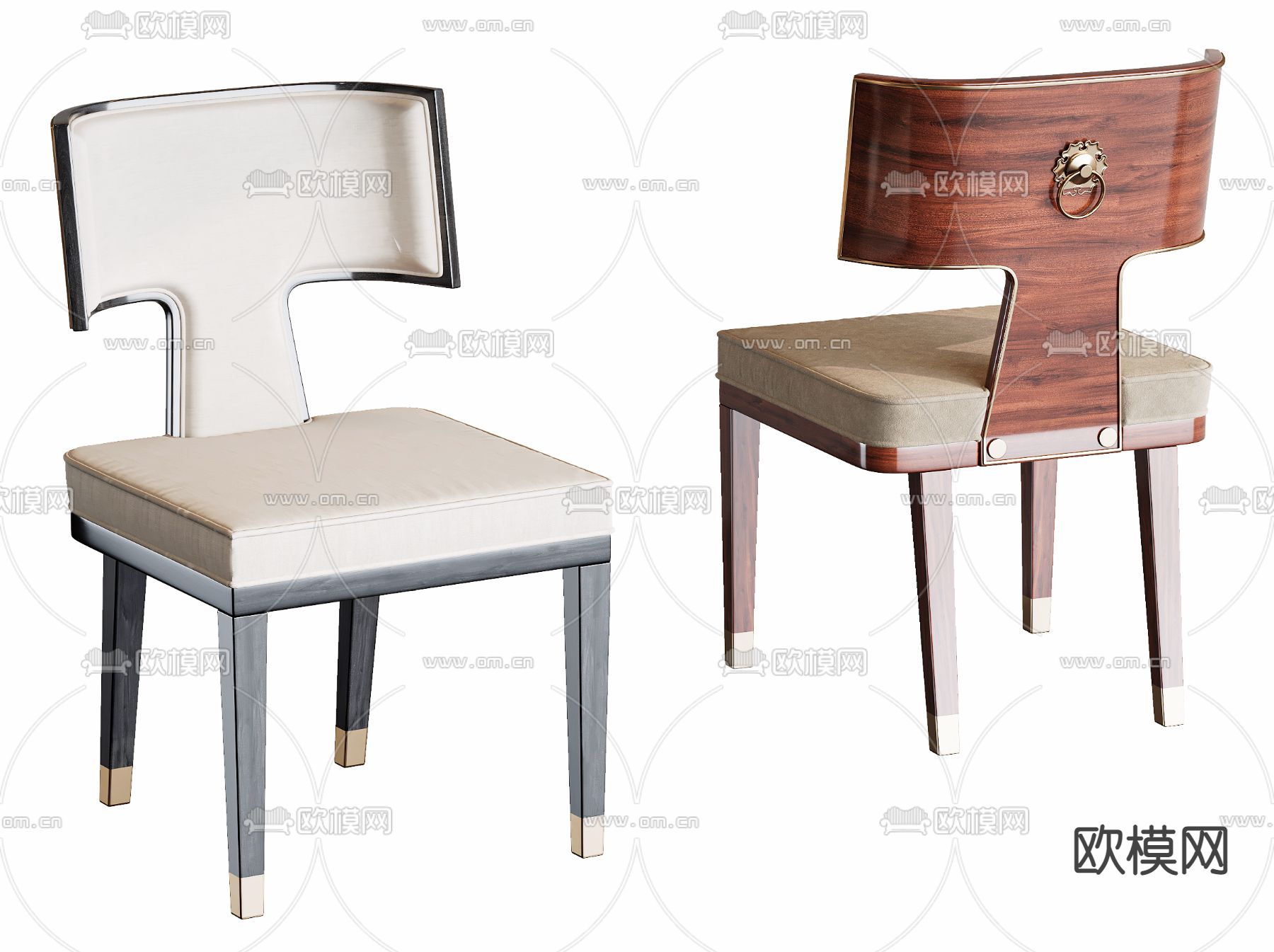 新中式单椅 餐椅3d模型下载