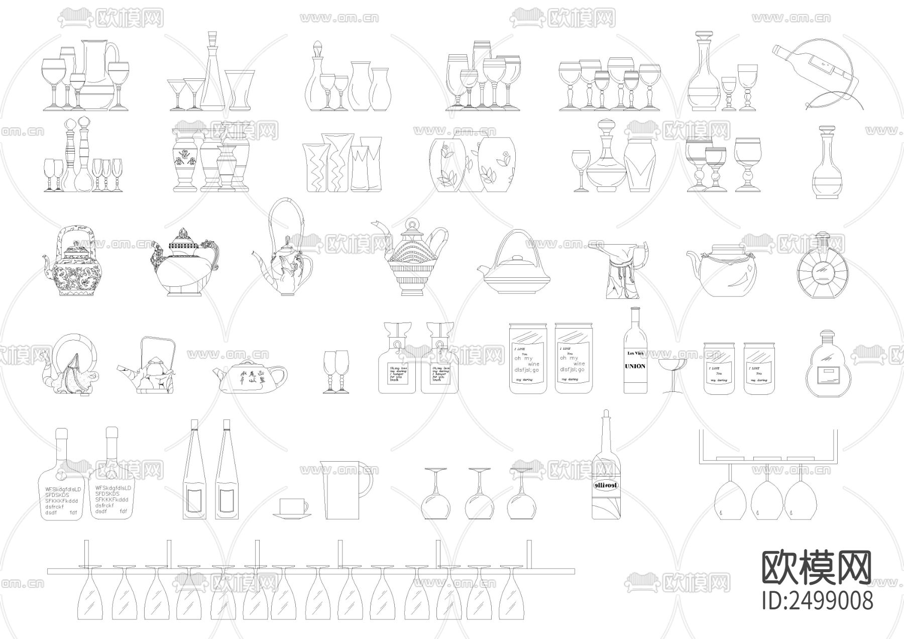百款立面装饰品模块CAD图库下载（渲染图7）