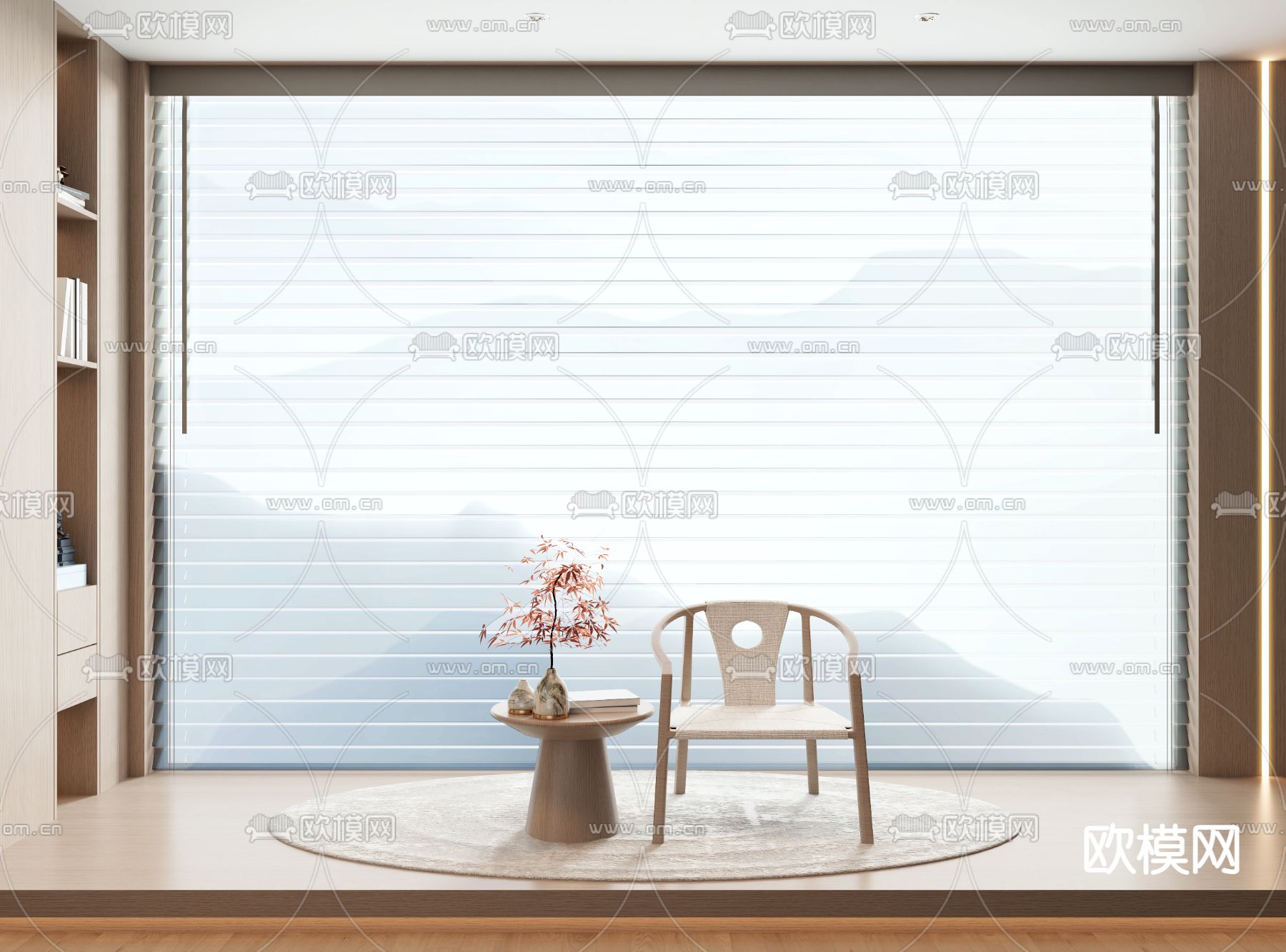 新中式窗帘 百叶帘3d模型下载