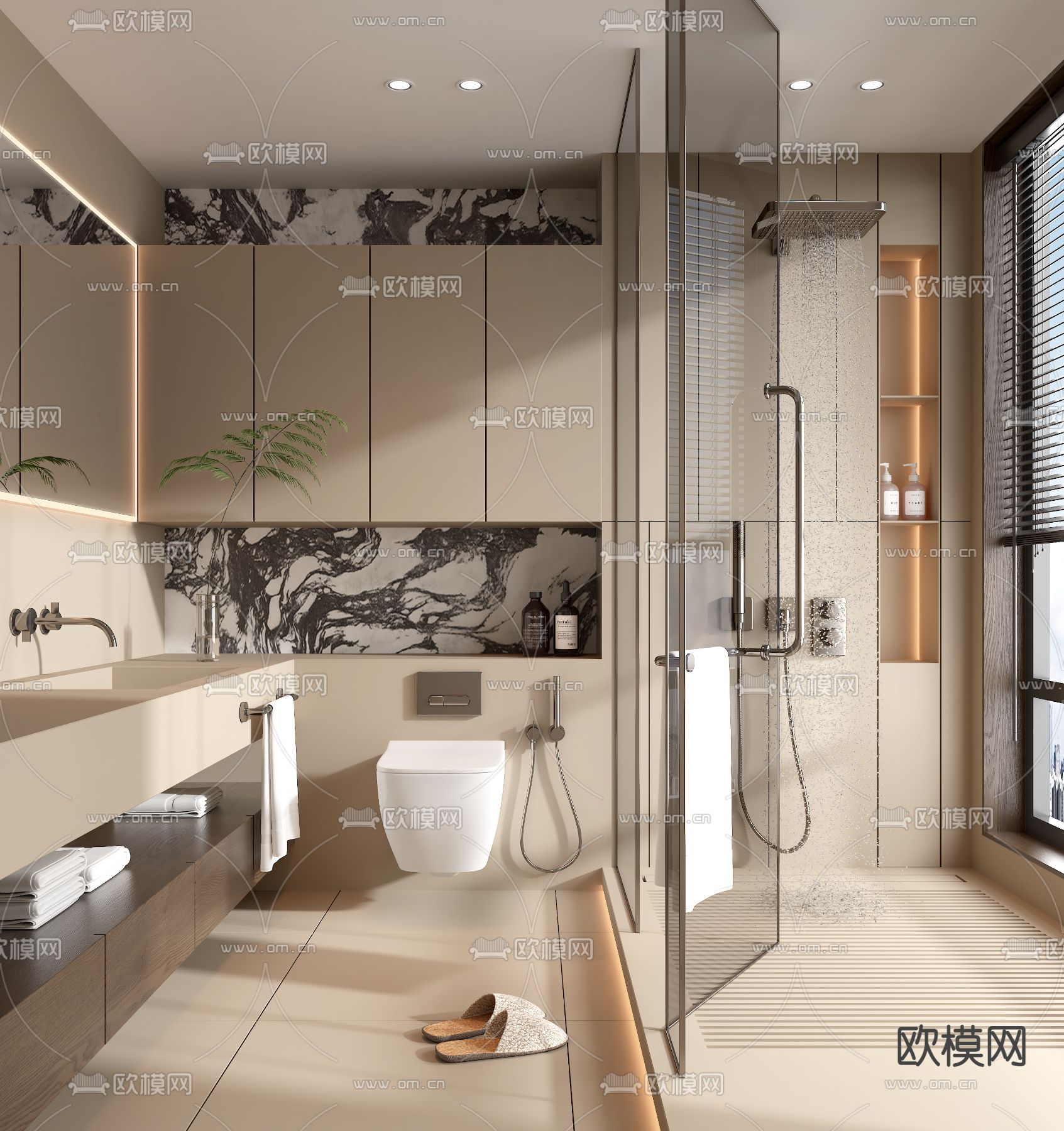 现代卫生间 浴室su模型下载（渲染图1）