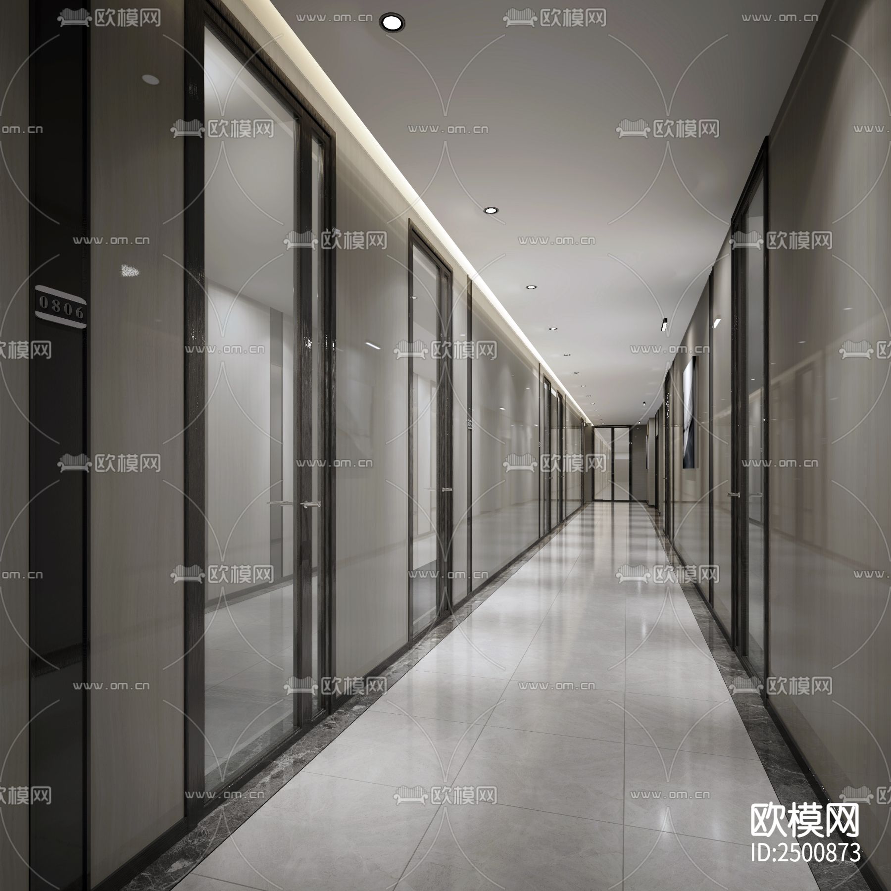 办公楼大厅CAD施工图下载（渲染图5）