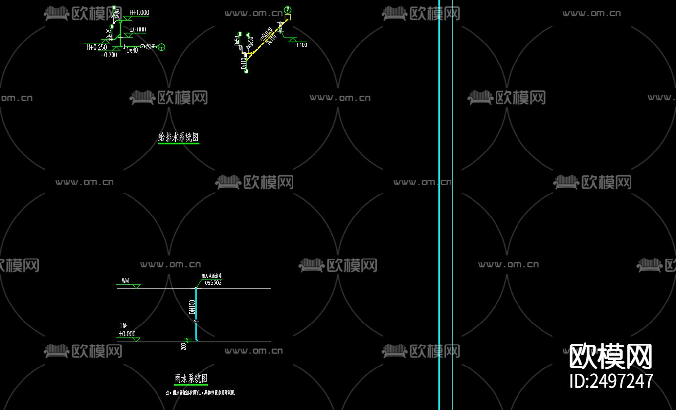 苏展实业有限公司塑膜产业集聚区传达室给排水cad施工图下载（渲染图3）