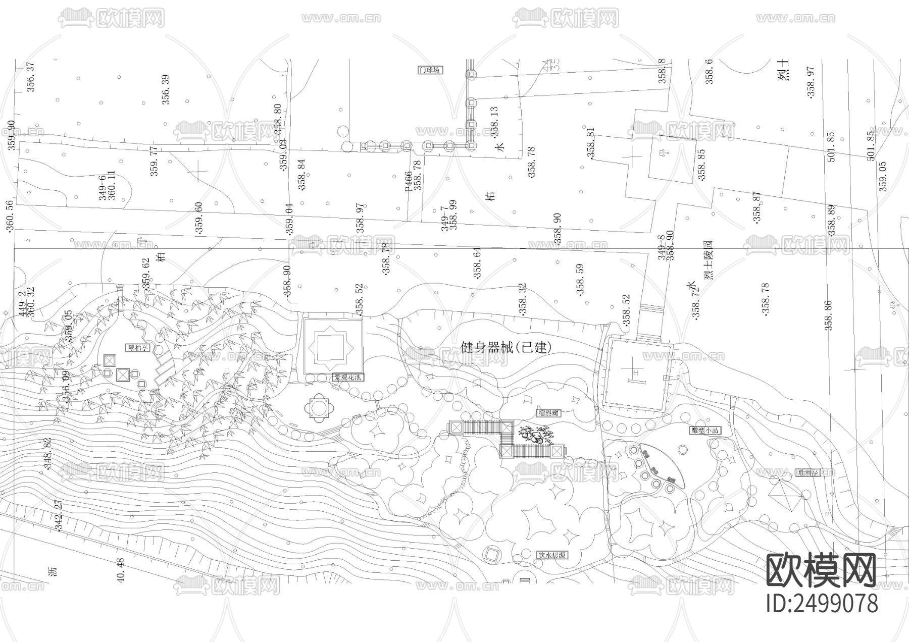 闽西革命烈士陵园平面图cad施工图下载（渲染图3）