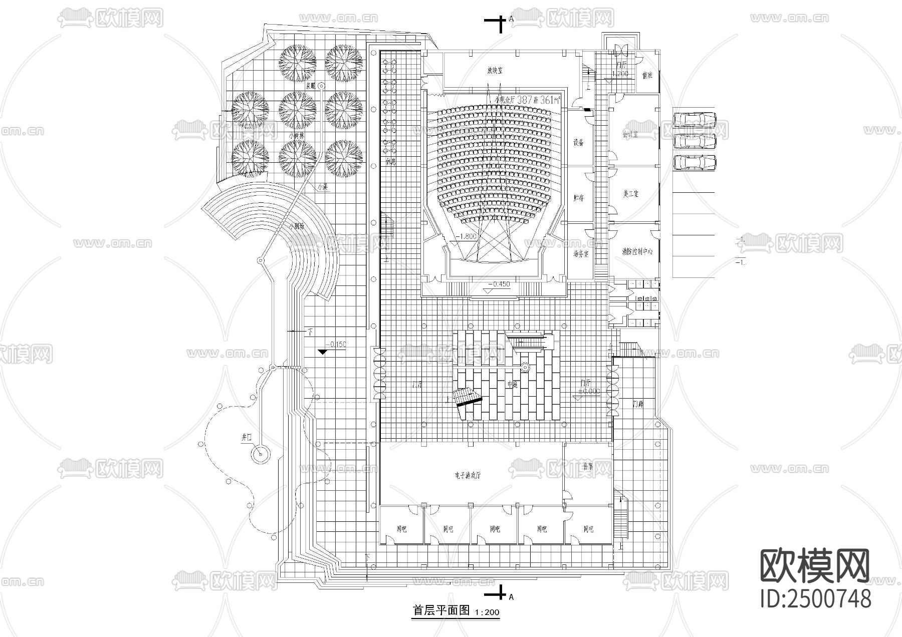 电影院设计平立面图CAD施工图下载（渲染图3）