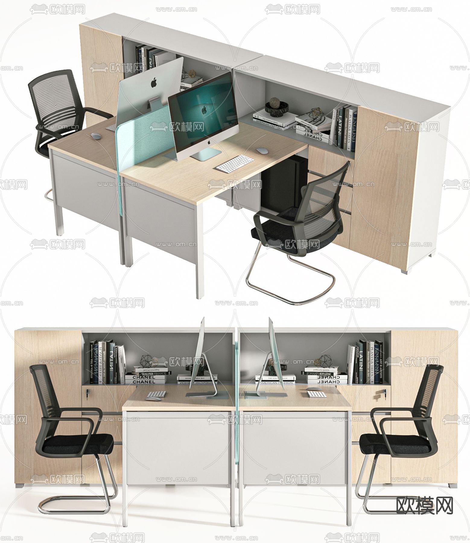 办公桌 卡位桌 工位3d模型