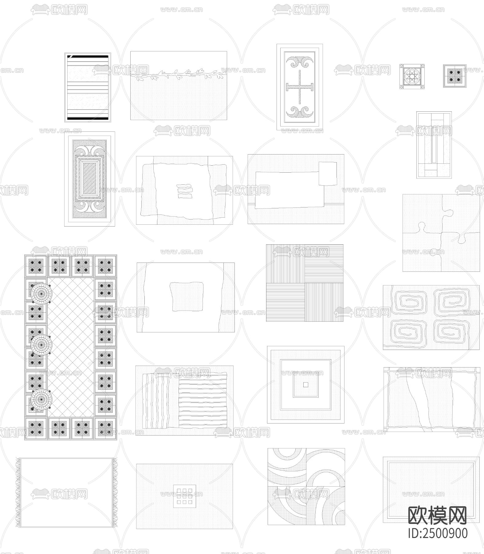 多种规划的地砖CAD施工图下载（渲染图4）