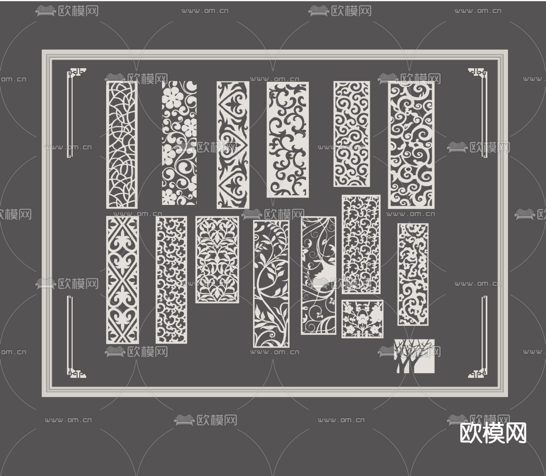 中式镂空雕花 石膏雕花su模型下载（渲染图2）