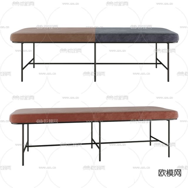 北欧极简创意金属布艺沙发凳免费3d模型下载