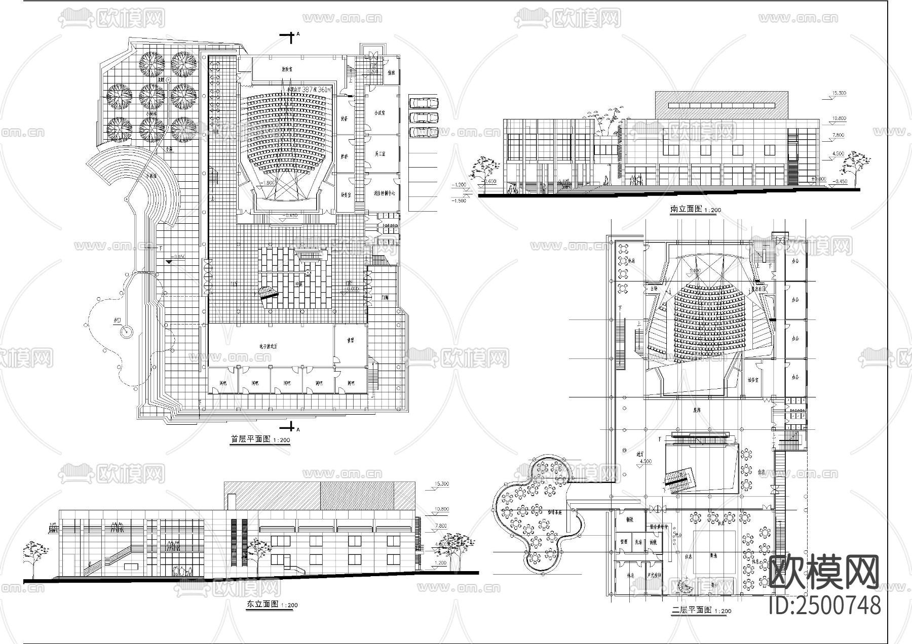 电影院设计平立面图CAD施工图下载（渲染图2）
