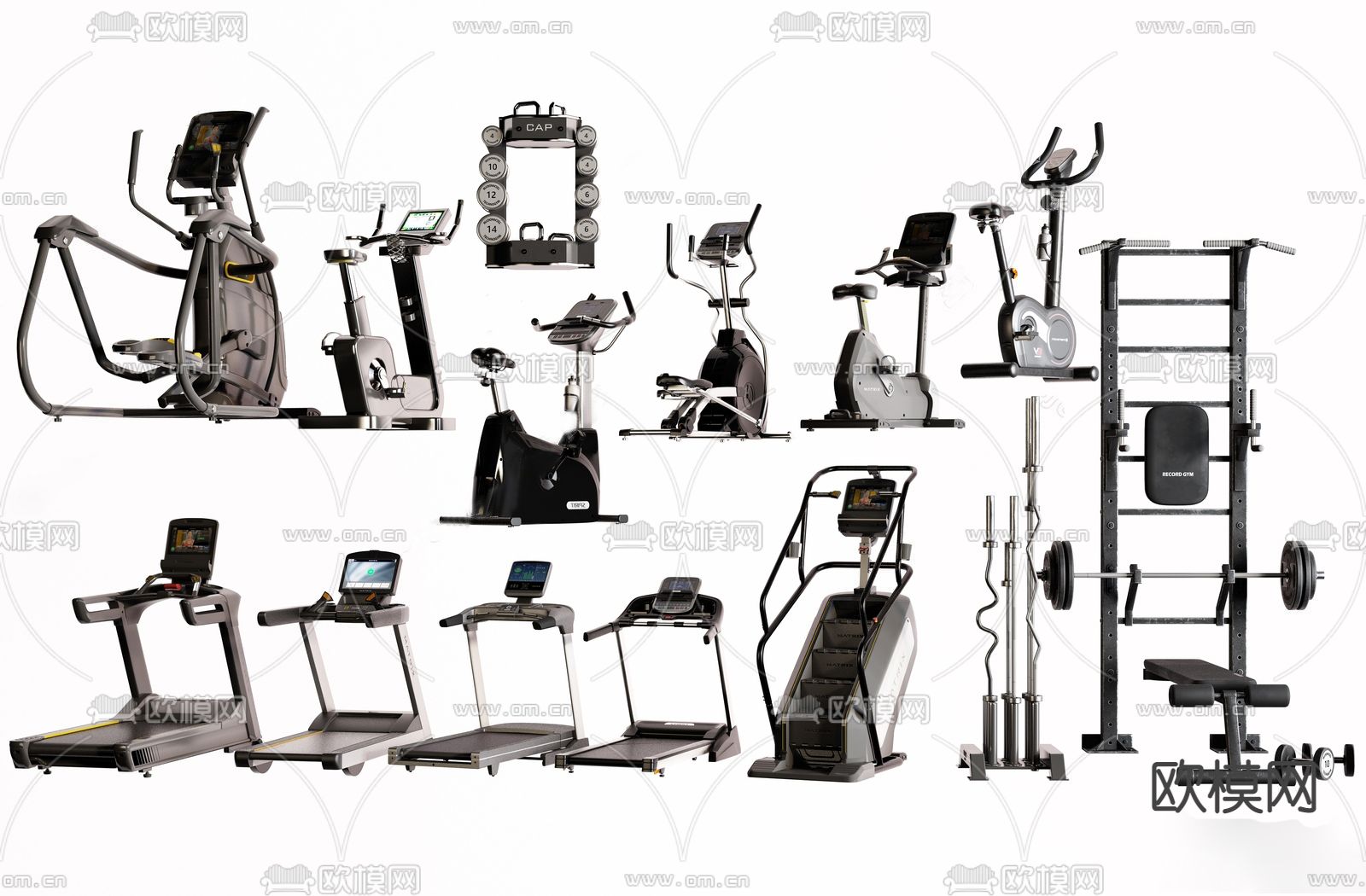 现代健身器材组合su模型下载