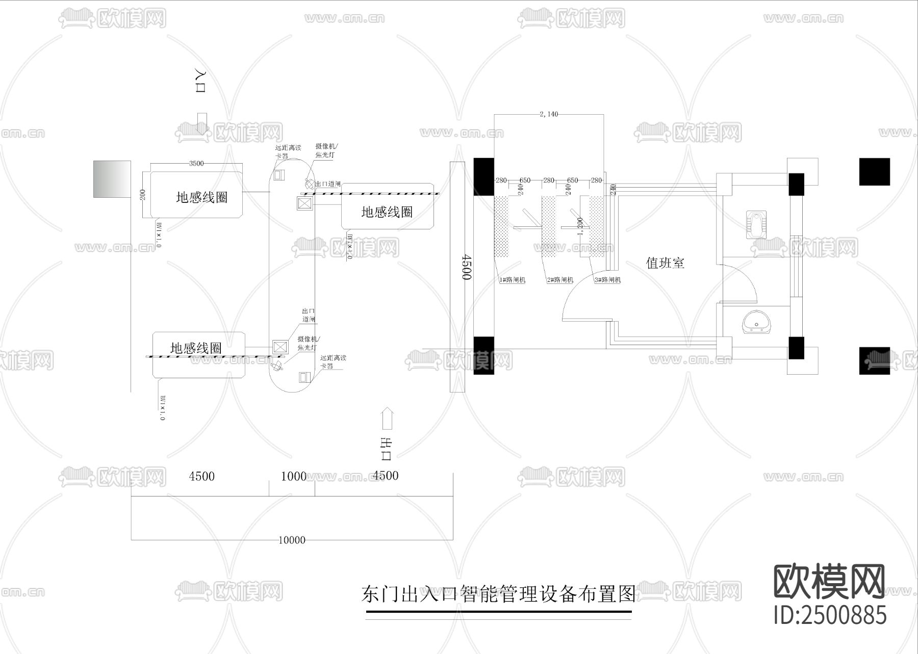 出入口CAD施工图下载（渲染图3）