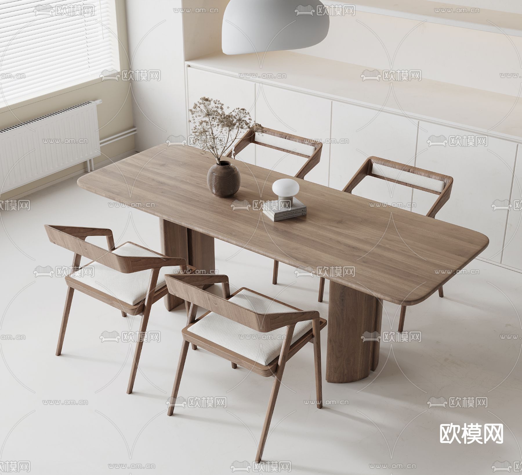 侘寂风餐桌椅3d模型下载