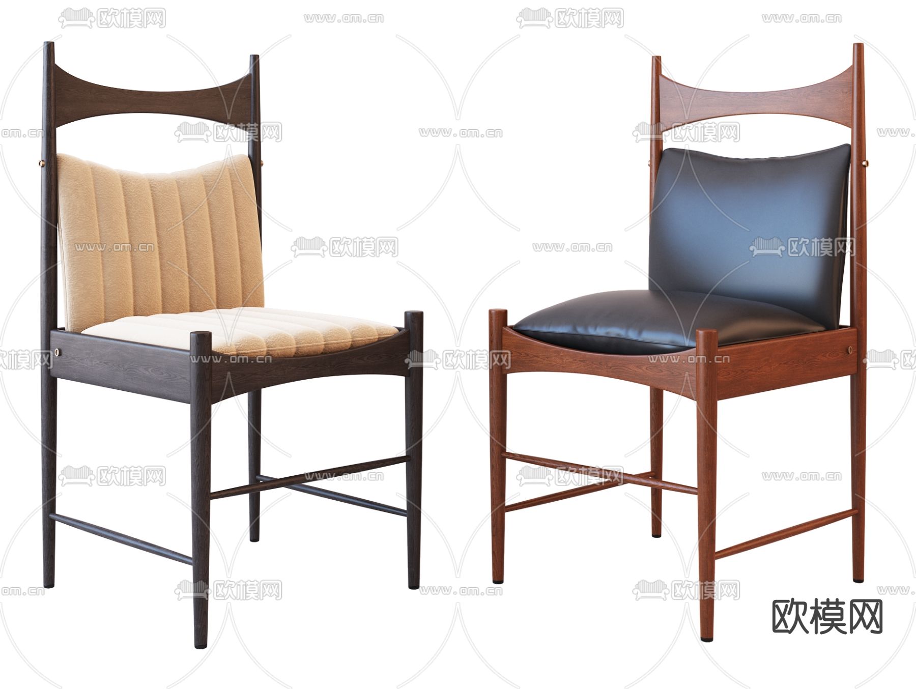 侘寂风单椅 餐椅3d模型下载（渲染图2）