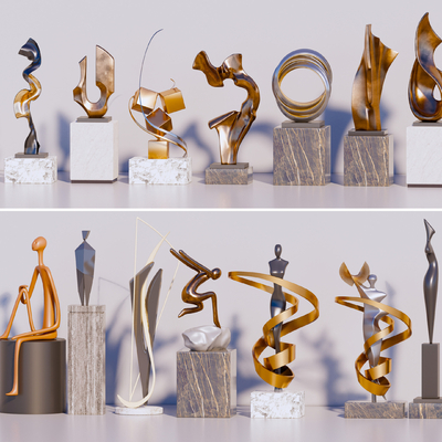 现代抽象雕塑摆件su模型