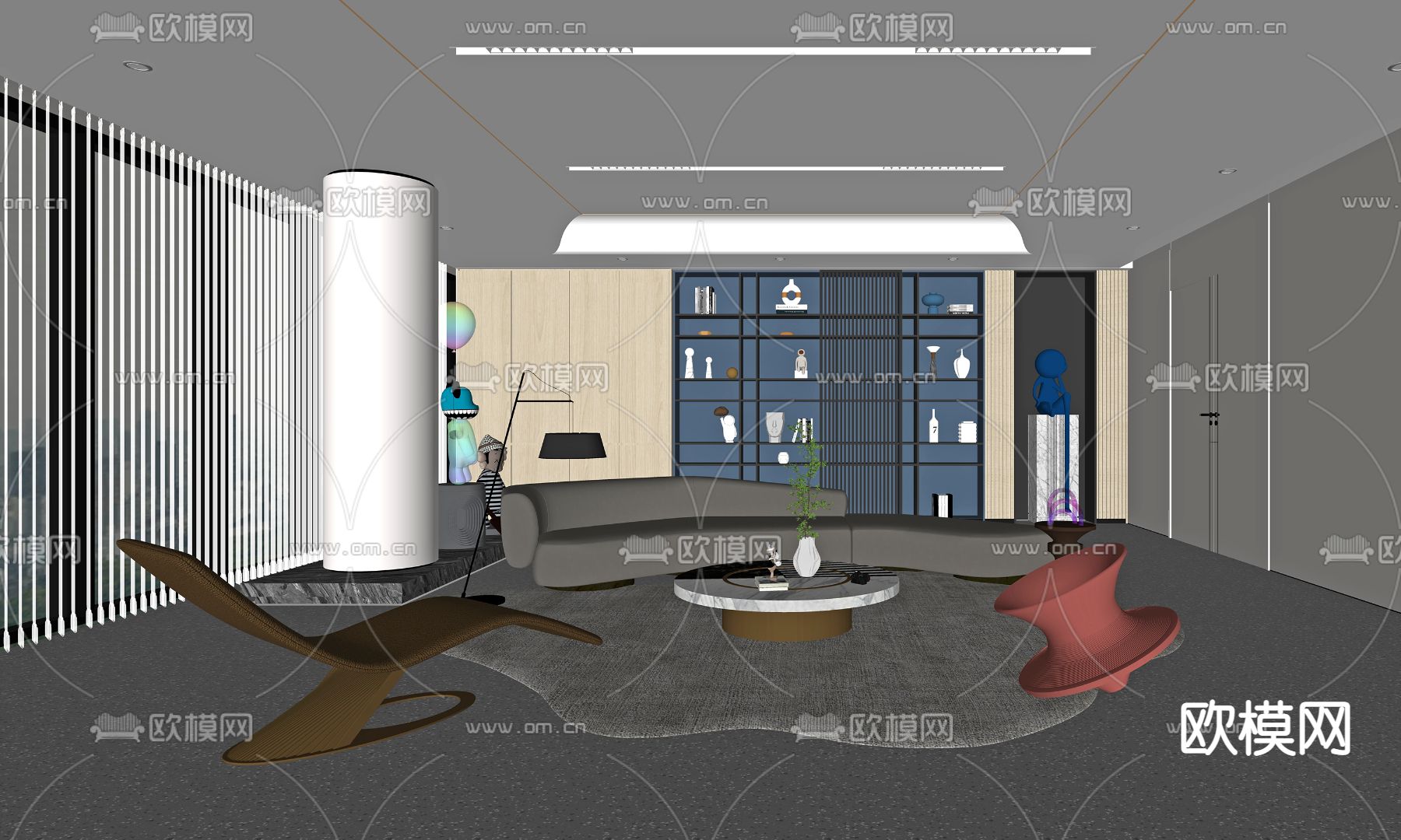 现代办公室会客区su模型下载（渲染图2）