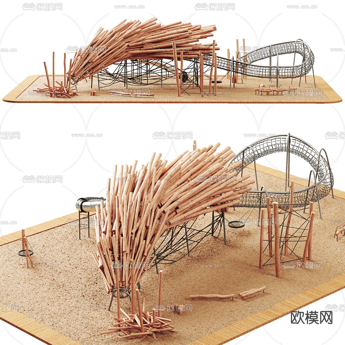 儿童游乐设施 滑梯3d模型下载（渲染图1）
