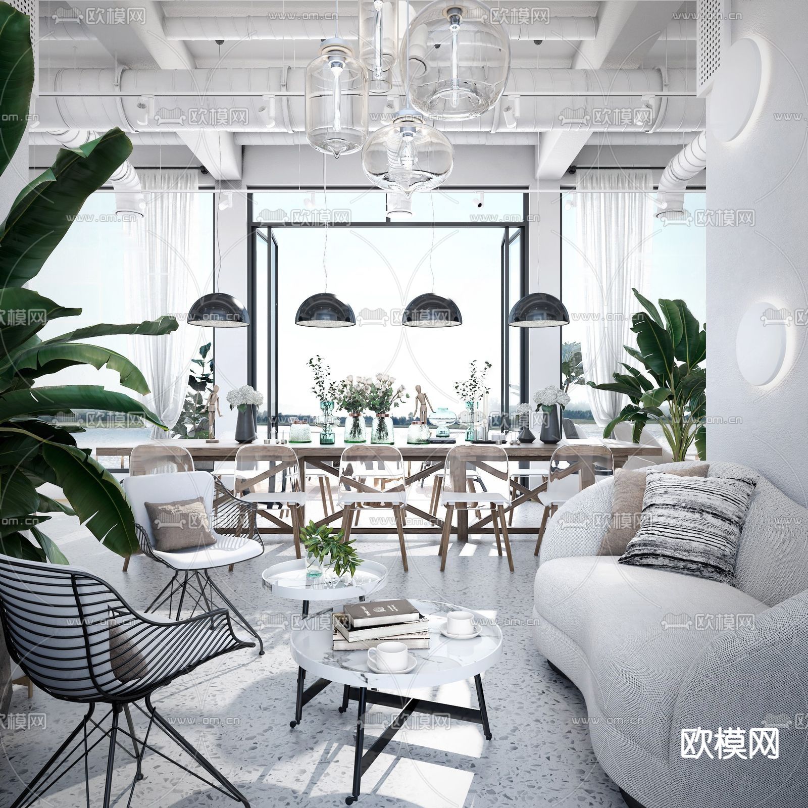 现代奶茶店3d模型下载