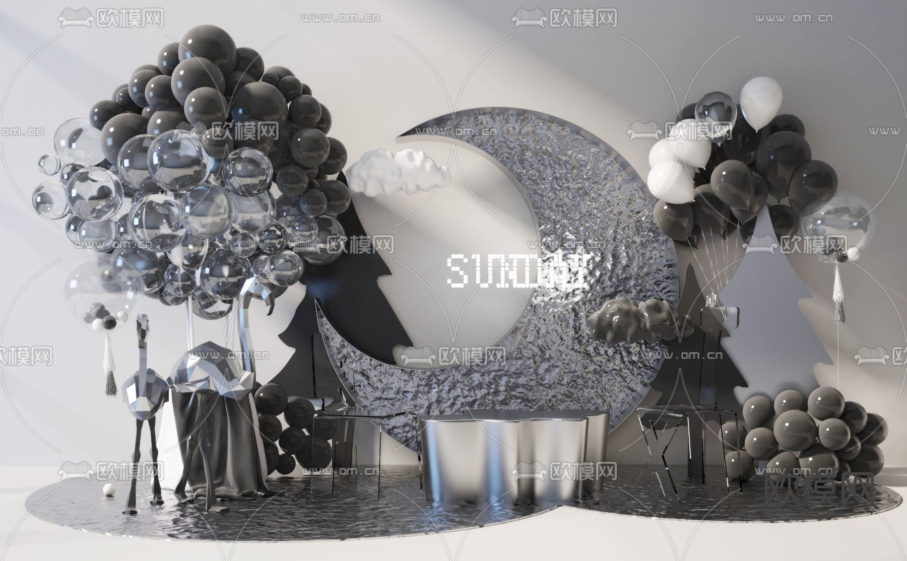 打卡墙 美陈3d模型下载