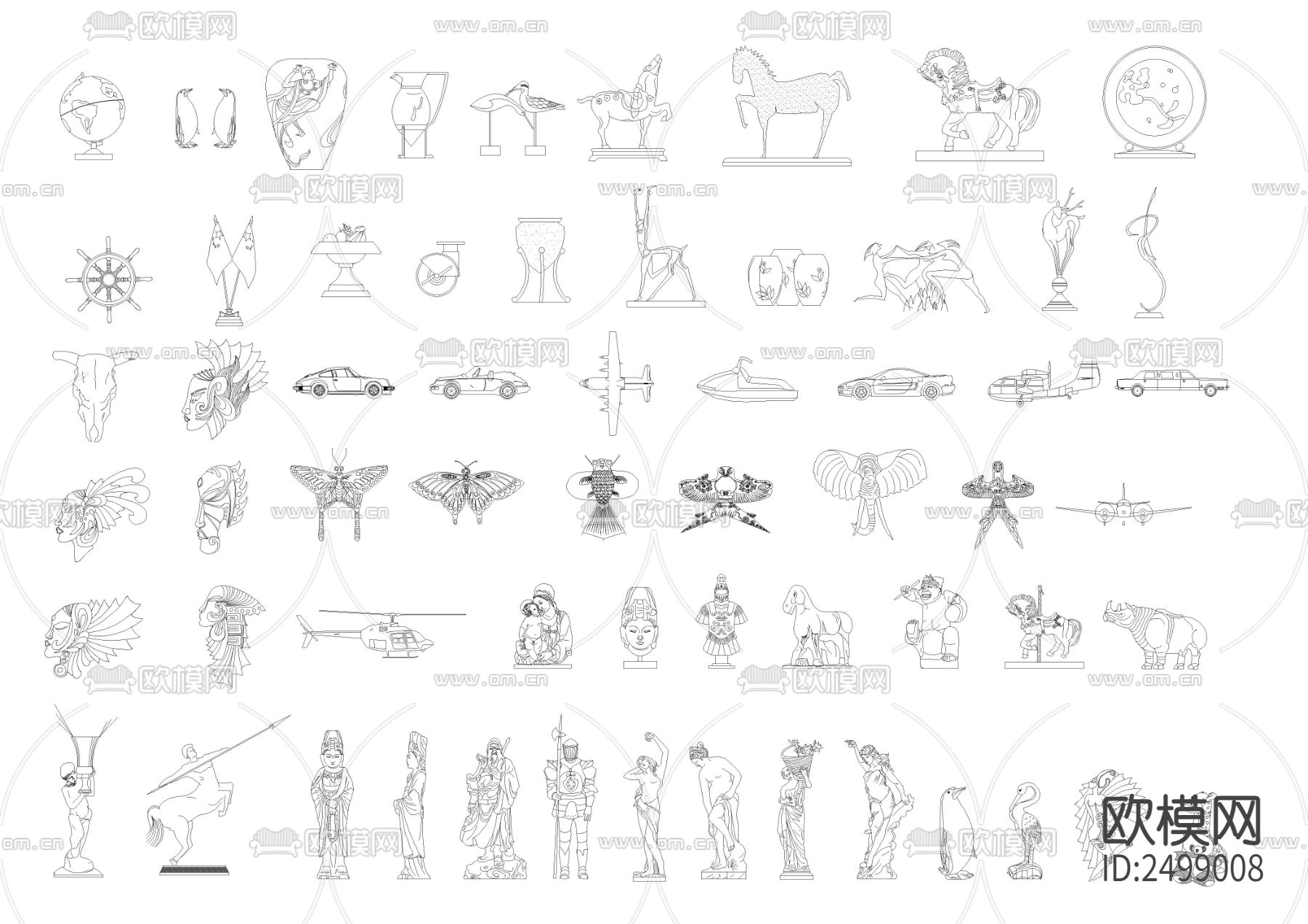百款立面装饰品模块CAD图库下载（渲染图3）