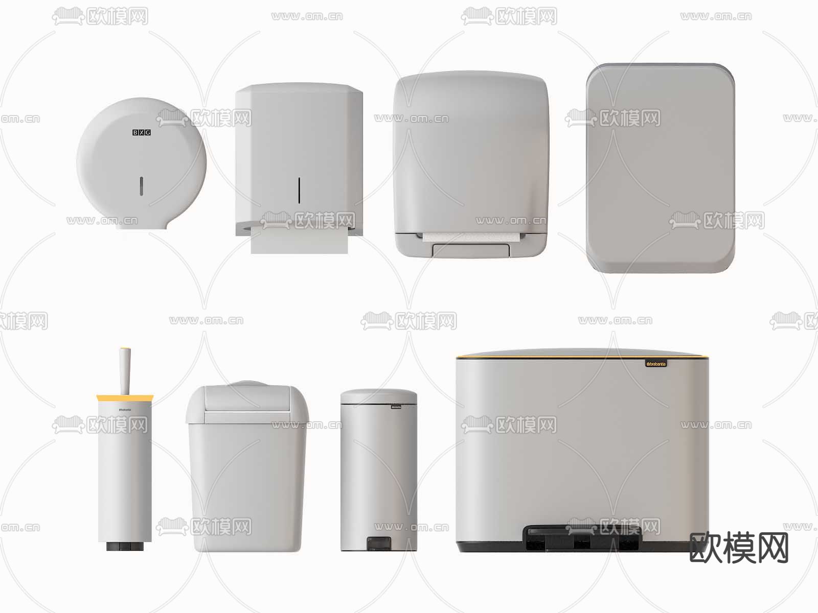 纸巾盒 垃圾桶 马桶刷3d模型下载