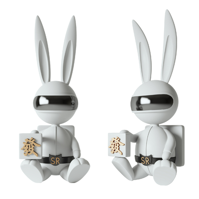  现代兔子潮玩雕塑su模型 