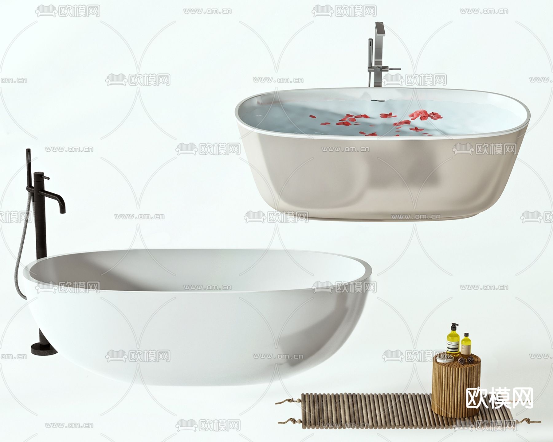 现代浴缸su模型下载