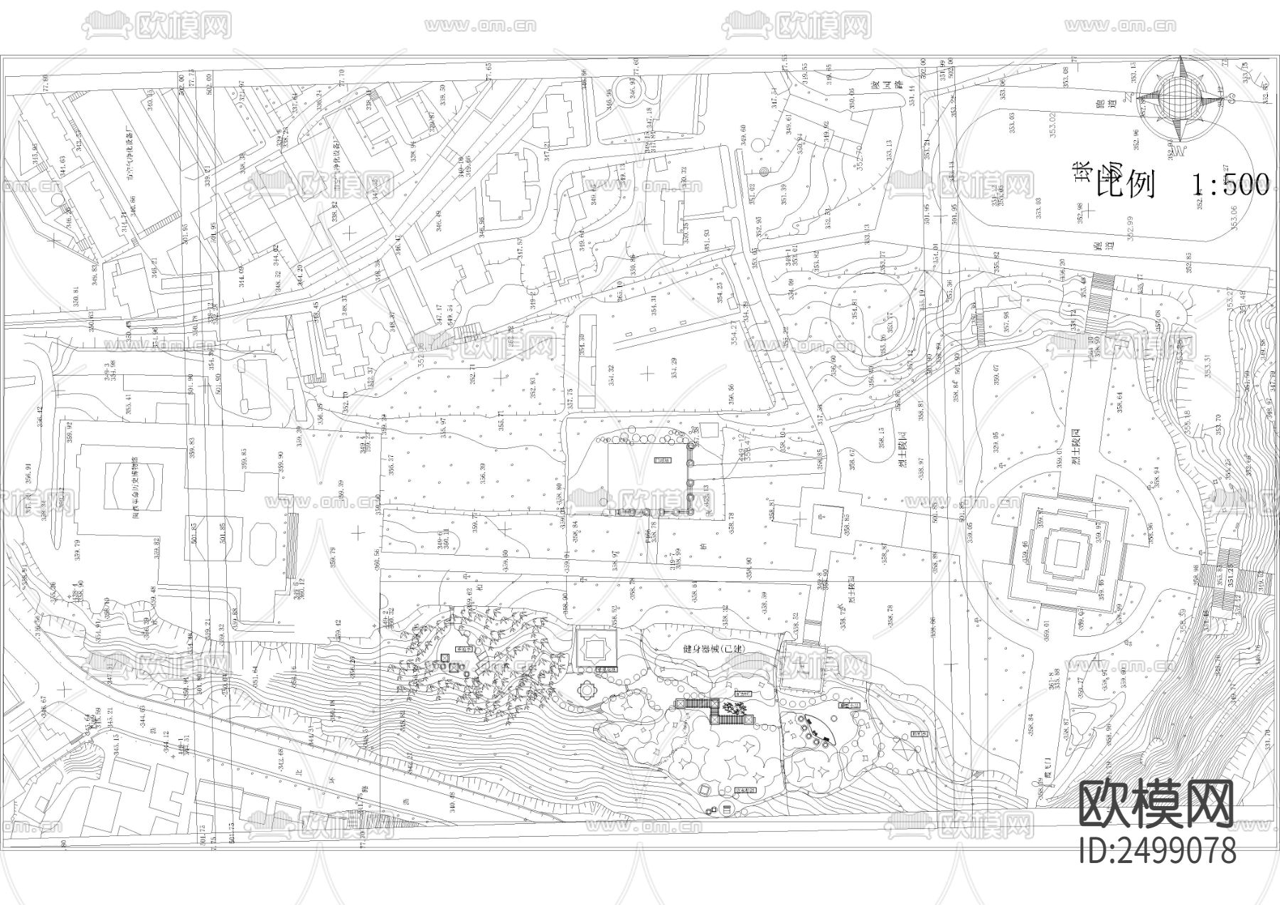 闽西革命烈士陵园平面图cad施工图下载（渲染图4）