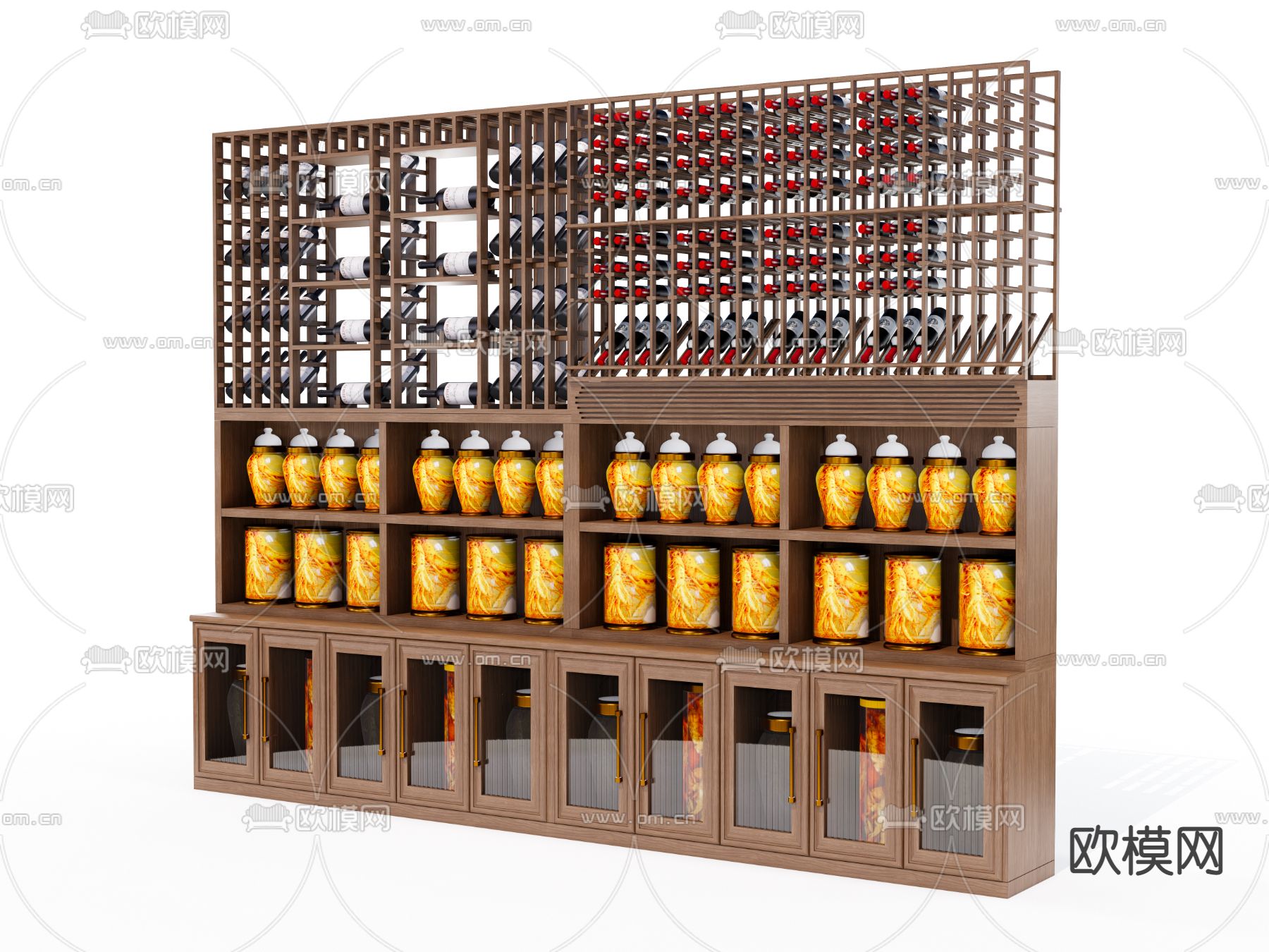 北欧开放格酒柜su模型下载（渲染图3）