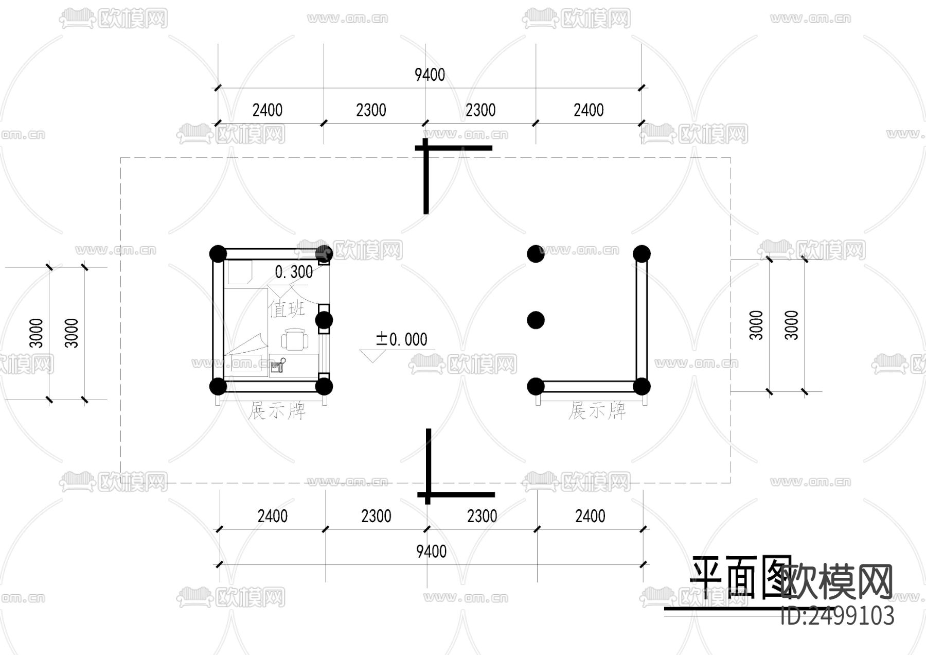 森林公园和水厂大门设计cad施工图下载（渲染图3）