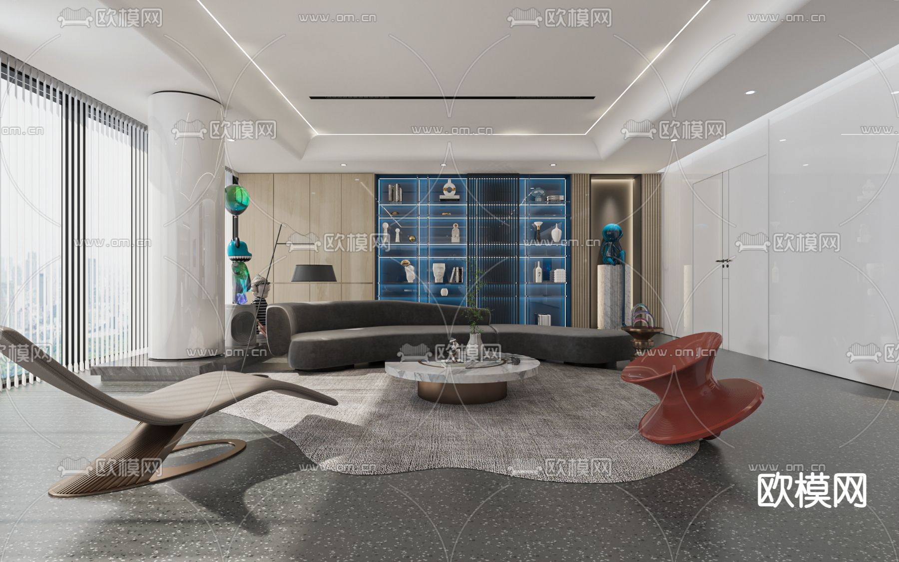 现代办公室会客区su模型下载（渲染图1）