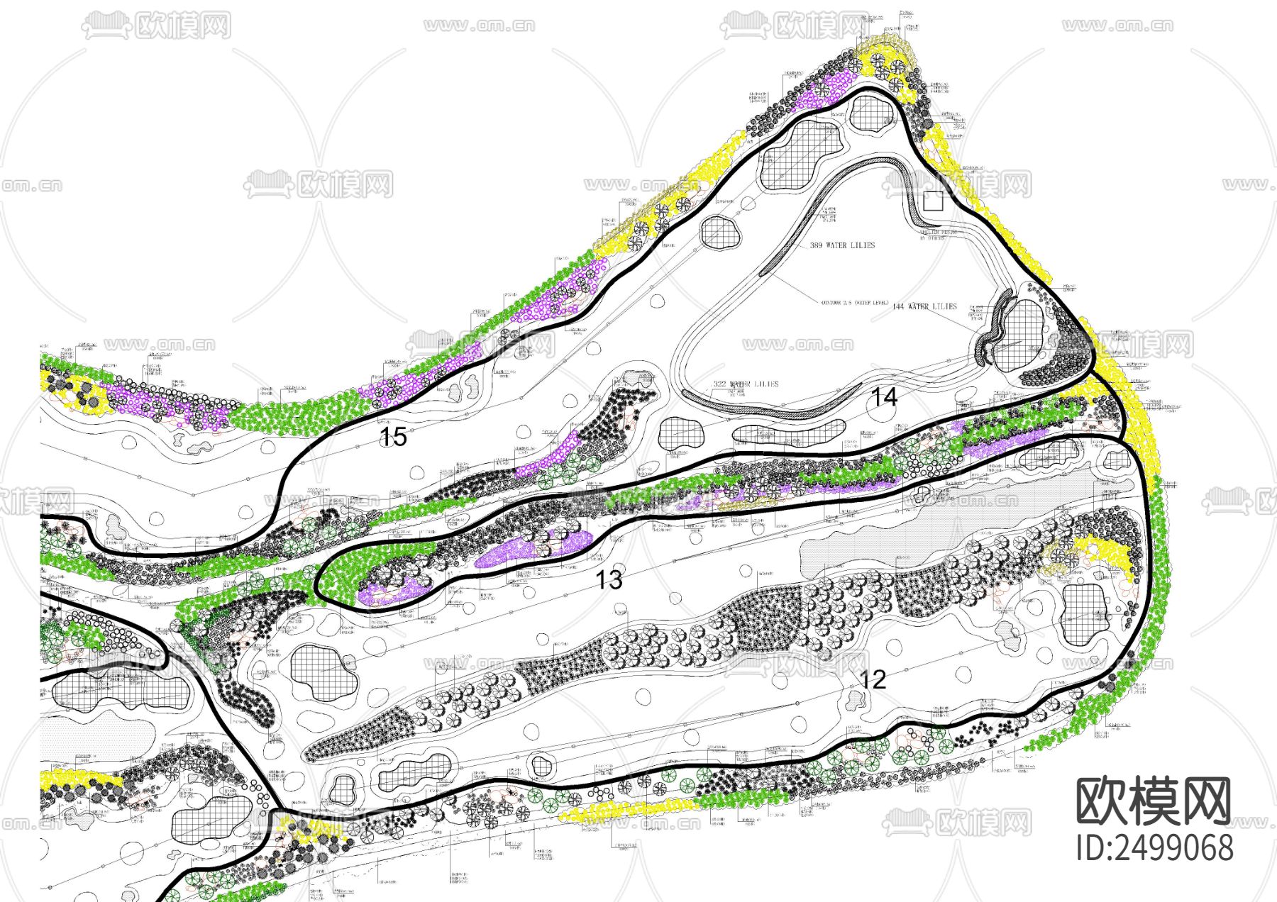 高尔夫球场CAD施工图下载（渲染图5）