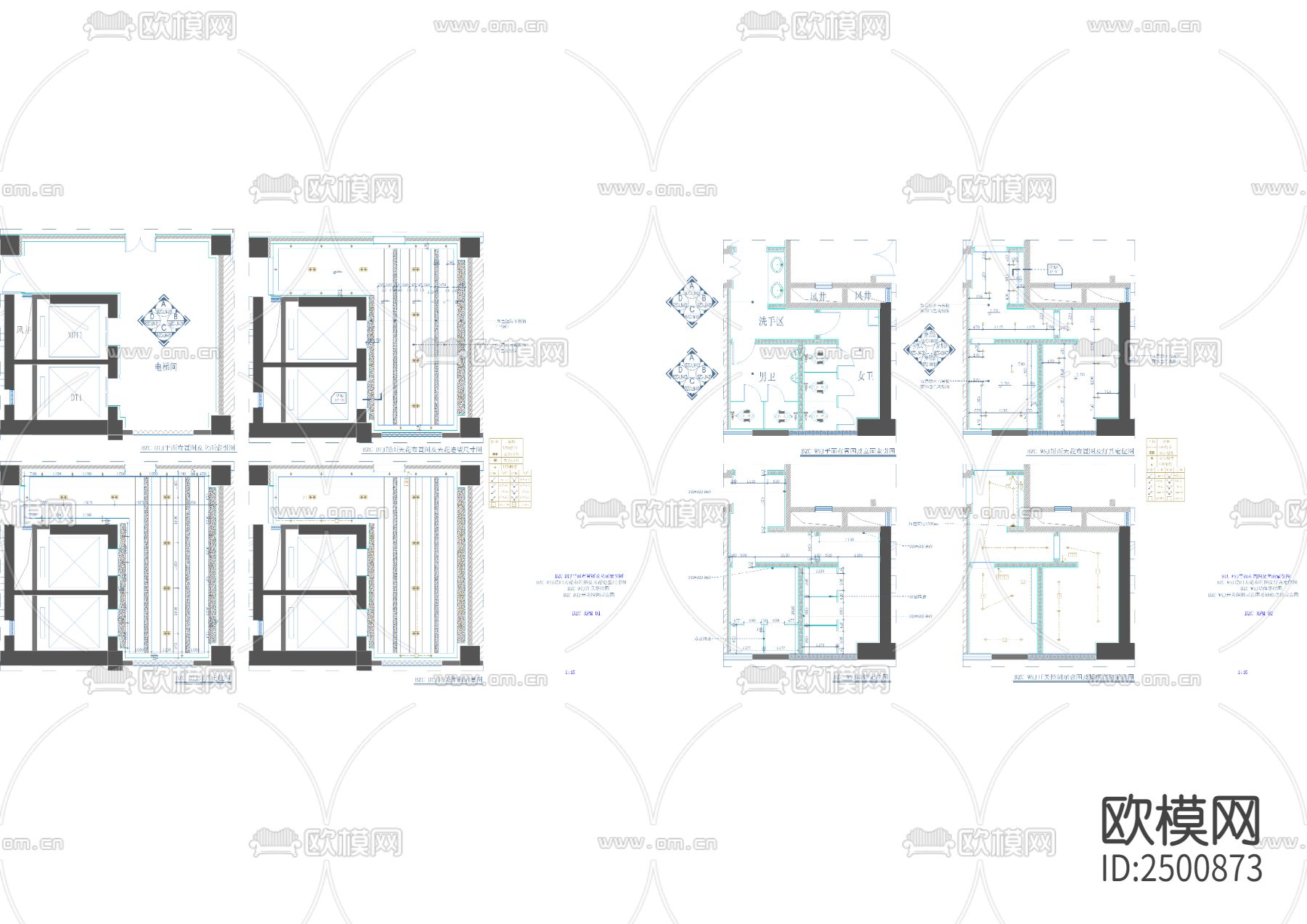 办公楼大厅CAD施工图下载（渲染图7）