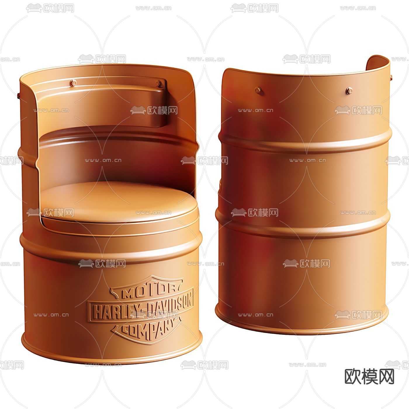 工业风创意铁罐休闲椅免费3d模型下载