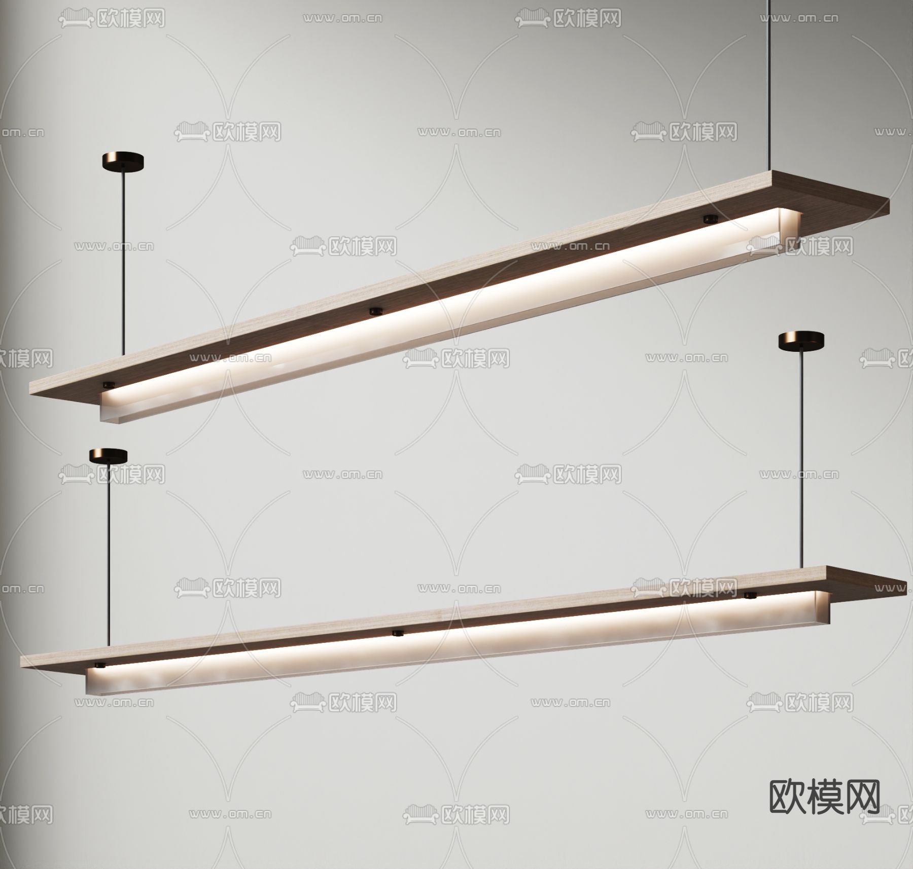 长吊灯 办公吊灯3d模型下载