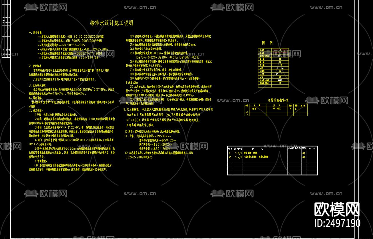 瑶沟乡付圩村土地股份合作社厂房一给排水cad施工图下载（渲染图1）