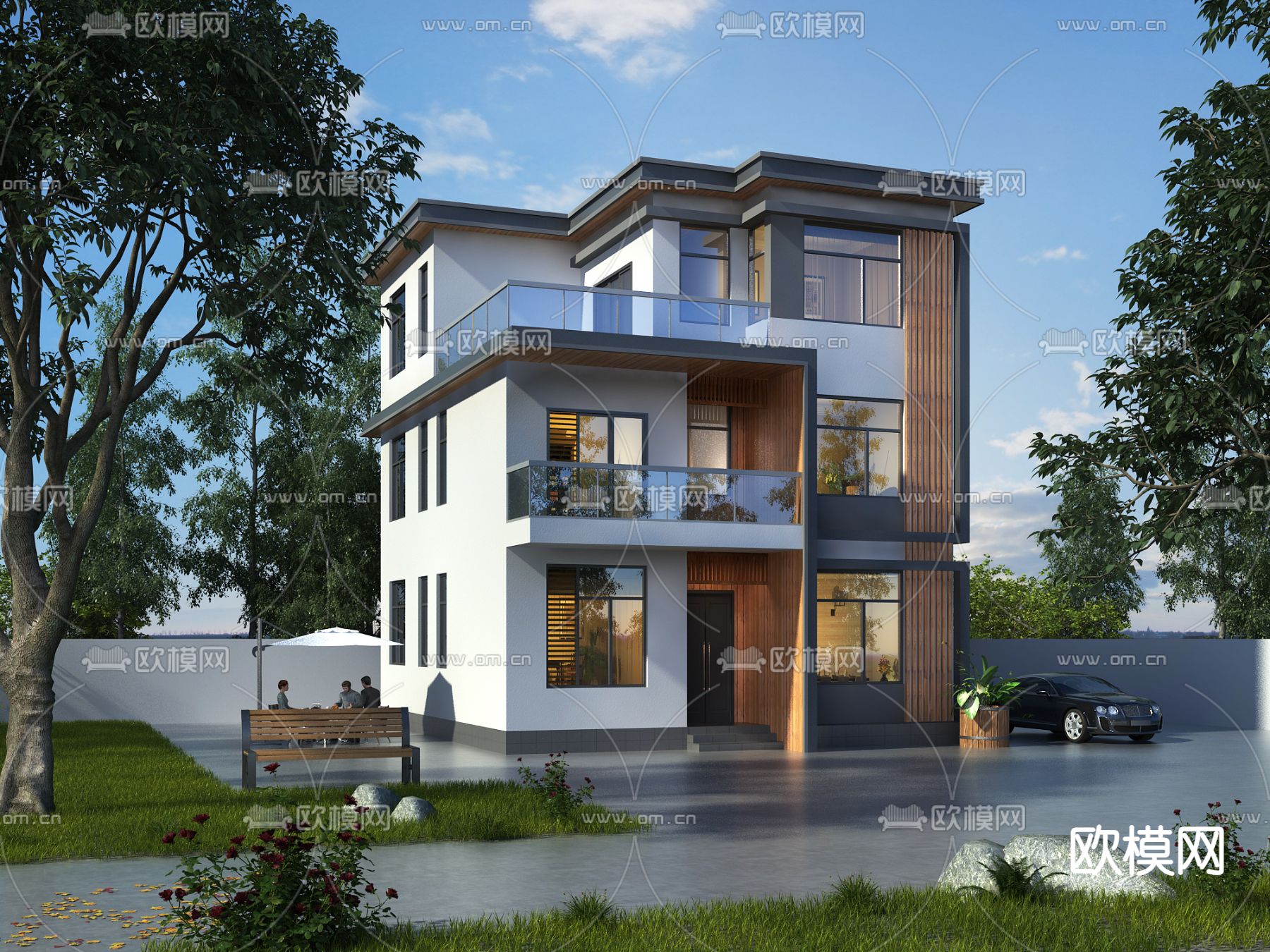 独栋别墅外观3d模型下载