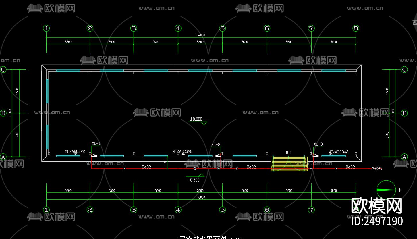 瑶沟乡付圩村土地股份合作社厂房一给排水cad施工图下载（渲染图3）