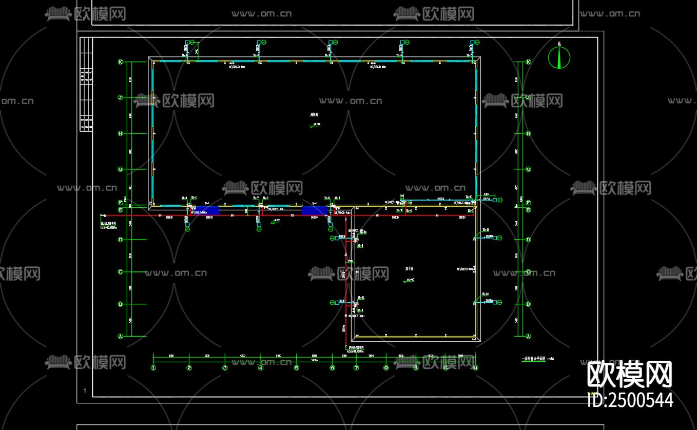 蟹洪米业有限公司周转库给排水设计CAD施工图下载（渲染图3）