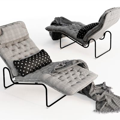  侘寂风布艺躺椅su模型 