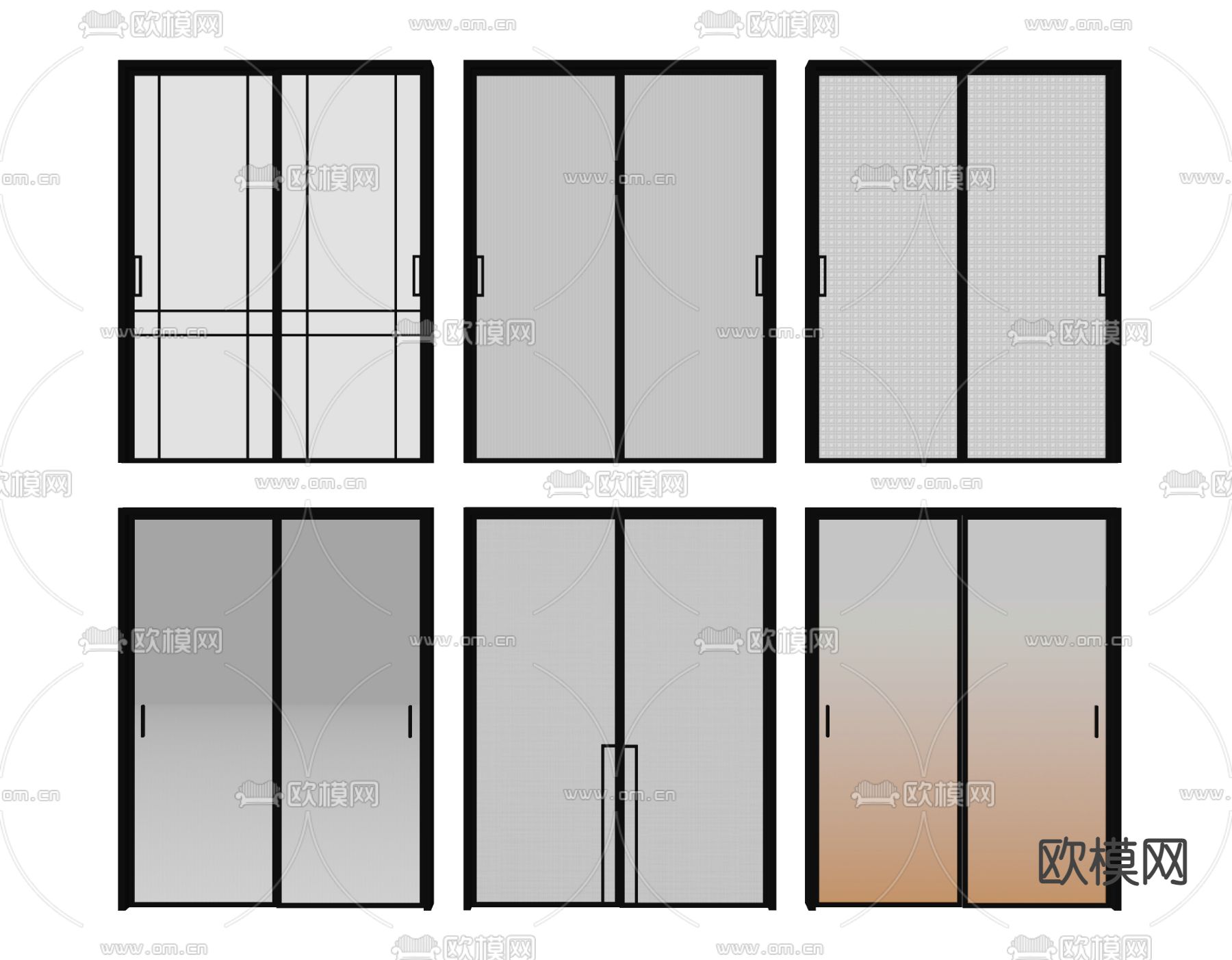 长虹玻璃移门 阳台门su模型下载（渲染图2）
