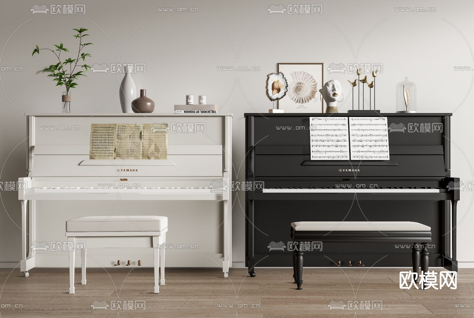 YAMAHA钢琴 电子钢琴su模型下载（渲染图1）