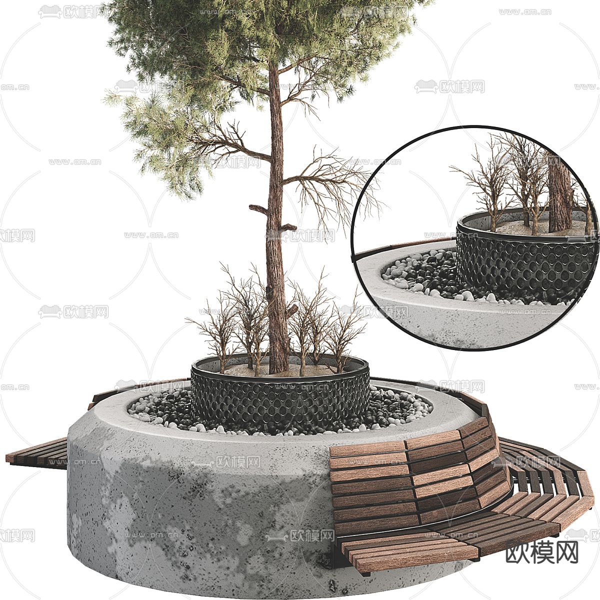 户外座椅 树池座椅 公园椅3d模型下载（渲染图2）
