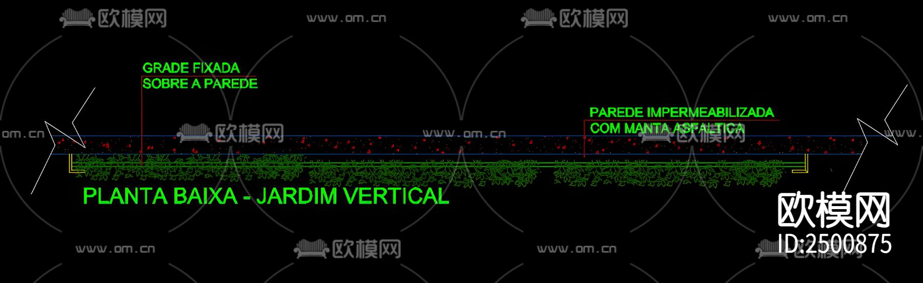 篱笆墙CAD施工图下载（渲染图2）