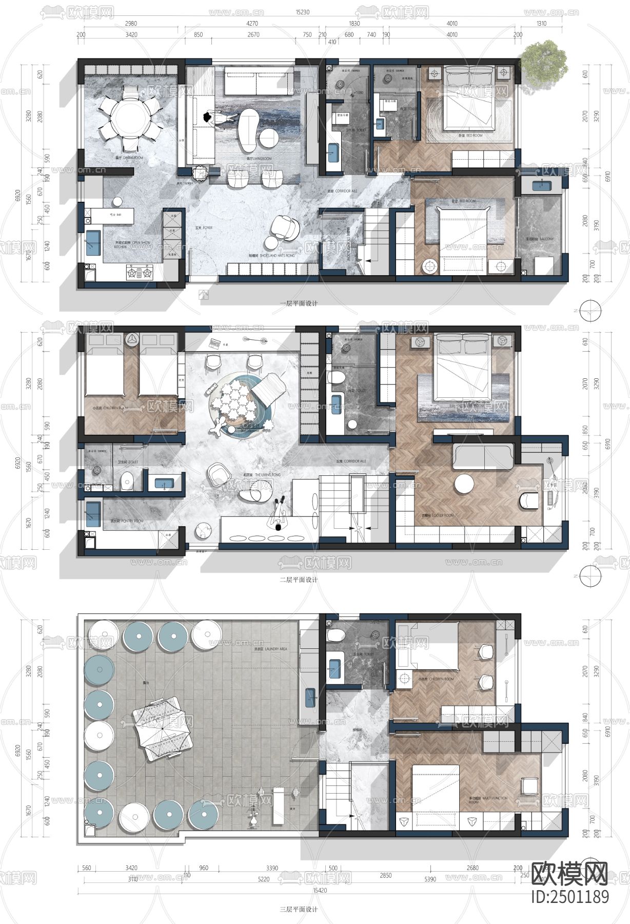 三层复式设计CAD施工图下载